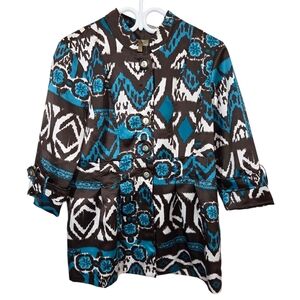 ⭐️Kerry Brooke Blue and Black Blazer with Artistic Pattern Size Med